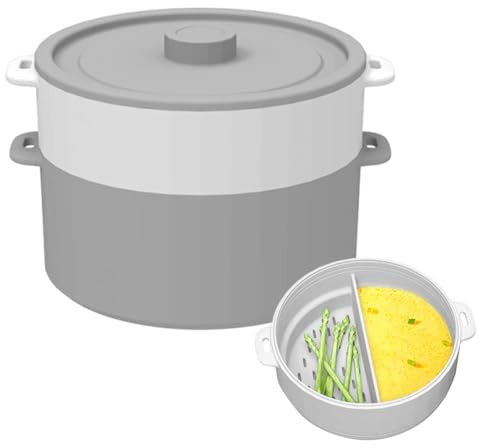 Mxshc Cuit-Vapeur pour Micro-Ondes - Double Couche Anti Adhésif Pliable - Cuit-Vapeur Alimentaire Micro-Ondes Avec Couvercle | Pour Nourriture Bébé Préparation Repas Cuisine Maison Restaurant