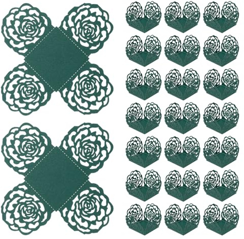 QUARKZMAN 25 Pezzi Incarti Per Tartufi 4x4 Pollici Forma Quadrata Stampini Per frittella Carte Da Forno Incavi Coppe Dessert Per Matrimoni Completi Verde Scuro