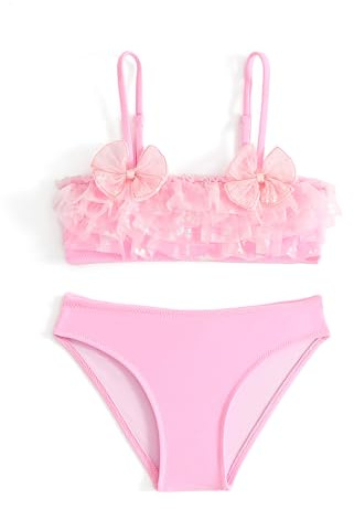 SERENYOU Girls Swimming Costume 2 Piece Bikini Sets Bow Swimwear Kids Summer Bathing Suit