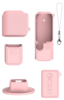 Funda protectora de silicona para DJI Osmo Pocket 4, estuche protector con manga para lente de pantalla con asa roscada, accesorios para cámara de acción, Pink