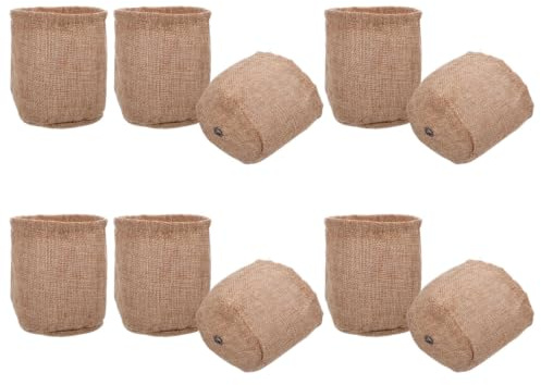 PAMINGONO 10 St Andningsbara Plant Grow Bags i Hampastil med Dräneringshål Planteringspåsar för Potatis och Grönsaker Flexibla Växtpåsar Stöder Rotsystem och Organisk Odling