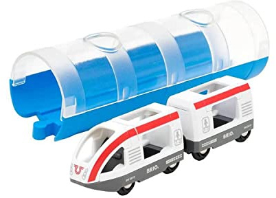 BRIO World 33890 Passagerartåg och tunnel | Travel Train & Tunnel 3 delar. Leksakståg med tillbehör. För barn från 3 år. För tågälskare.