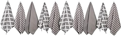 Penguin Home Premium Geschirrtuch für die Küche aus 100% Reiner Baumwolle, 10er-Set Küchentücher, weiches und strapazierfähiges Küchentuch-Set, maschinenwaschbar, 65 x 45 cm, Farbe – Grau