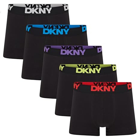 DKNY Scottsdale Mens Boxers Shorts Multipack | Pack Of 5 Cotton Boxers For Men | Breathable Trunks, Cotton Fabric | Mens Underwear Trunks | Ideal Gifts For Him, Black, XL