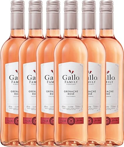 VINELLO 6er Weinpaket Rotwein - Grenache Rosé 2021 - Gallo Family mit einem VINELLO.weinausgießer | 6 x 0,75 Liter
