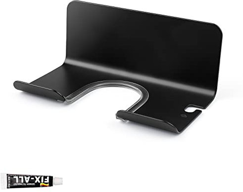 AMONENZ Haartrockner Halterung, Fön Halterung, Weltraumaluminium Halterung Föhn, Föhnhalter Wand Ohne Bohren, für Fliesen, Marmorwände (Schwarz)