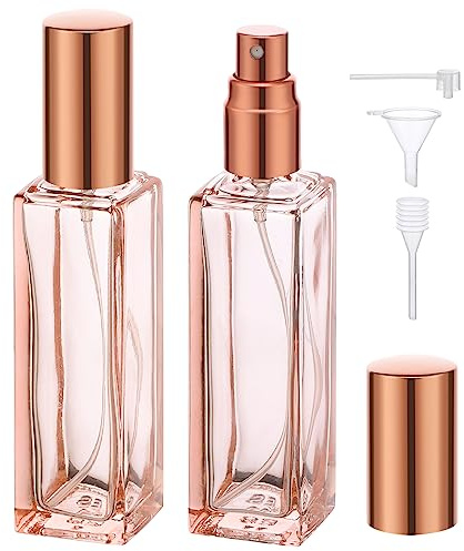 Segbeauty Atomizzatore Profumo, 2 Pezzi Porta Profumo da Viaggio in Vetro 20ml, Vaporizzatore Ricaricabile per Regali, Festa, Data (Arancione)