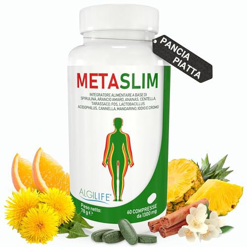 ALGILIFE Spirulina Sgonfia Pancia Donna Uomo (60 compresse, scorta 2 mesi) Formula Arricchita aiuta con Perdita Peso, Migliora Assimilazione Grassi e Zuccheri, Regolarizza attività Intestinale