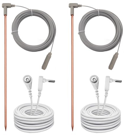 Copper Grounding Rod with 40ft Female Ground Cord, Portable Ground Rod Kit,Great for Grounded Earth Connected Products, Easy to Use with Grounding Mat, Grounding Sheet, Pillowcase, Blankets(Set of 2)