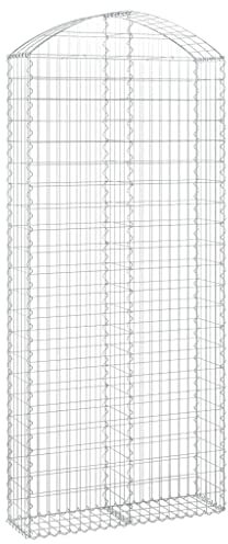 Parterre surélevé en Gabion arqué, jardinière en Cage à Pierre, Lit Surélevé à Gabion, Parterre de Fleurs Jardin Terrasse Extérieur Jardinière Panier à Pierres, 100x30x220/240 cm Fer galvanisé