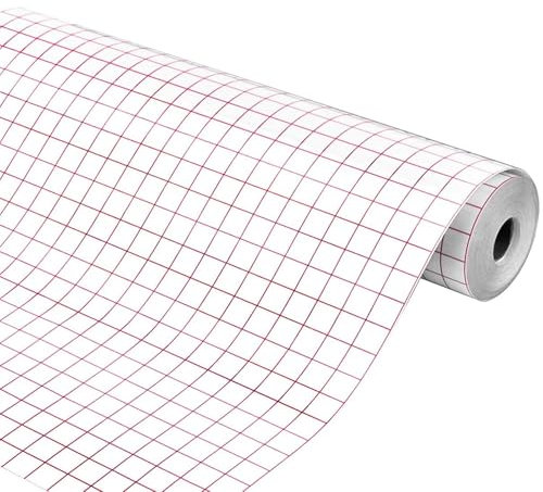 Megcdtr Transferfolie Plotter für Plotterfolie, 30.5 * 500cm Übertragungsfolie Plotter, Transferfolie Plotter mit Rot Raster, Übertragungsfolie Rolle für Partydekoration Becher Fenster und Aufkleber