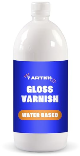 7 Artists Acryllack Farblos 1000 ml Glas Glänzend | Glanzlack | Glänzend Klarlack für Acrylfarben | Acryllack Farblos auf Wasserbasis | Überlack Acrylfarbe für Durchgetrocknete Aufmalungen
