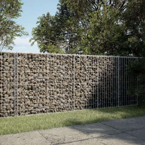 Homgoday Panier Gabion avec Couvercle 200x50x100 cm Fer Galvanisé, Mur à Gabion de Jardin, Panier de Gabion Clôture de Extérieur pour Terrasse, Arrière-Cour, Pelouse