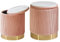 IBUYKE Set von 2-runden Ottoman mit Lagerung für Metallring Dekoration, Samt Eitelkeitshocker für Make-up, moderner gepolsterter Sitz Couchtisch, Mehrzweckfußstütze Hocker für Wohnzimmer, Rosa WBD016P