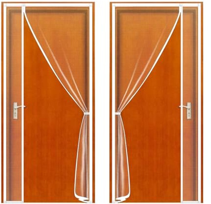 Mosquiteras Para Puertas Mosquitera magnética for puerta con apertura lateral, color blanco, antiinsectos, malla invisible, tamaño personalizado, tul, cierre automático.(Width 84cm (33 in),High 206cm