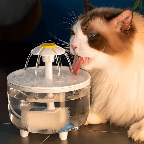 Cat Water Fountain Small, 1.2L Ultra Silent Pet Water Fountain for Drinking, Visible Water Level Transparent Cat Water Dispensers