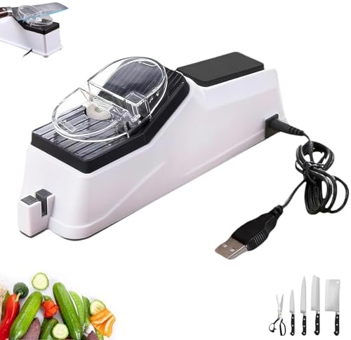 Surudoisharp Pro Electric Knife Sharpener，5 Seconds for Quick Sharpening, Knives Automatic Knives Sharpener, Knife Sharpener with Protective Cover for Kitchen Knives-A