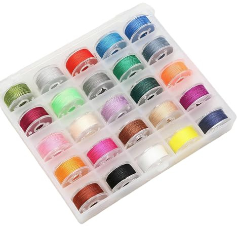 25 Colores Bobina Y Hilo Caja De Bobinas Bobinas Preenvasadas Apto Para La Mayoría De Máquinas De Bordar Comerciales Y Domésticas, Máquinas De Coser Y Costura A Mano.