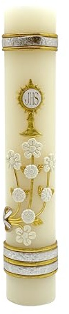Angelitos de Mexico First Communion Prayer Candle Adorned with The Holy Spirit Dove A Blessed Mass Religious Keepsake