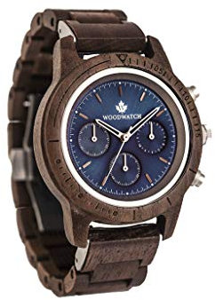 WoodWatch Sapphire Silver | Holzuhren für Herren - Armbanduhr Holz männer Premium | Wood Watch for Man | umweltfreundliches Produkt, wir Pflanzen 1 Baum für Jede Uhr