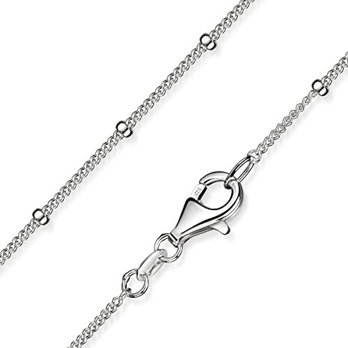 Materia Damen Kugel Panzerkette 1mm Collier 925 Sterling Silber K80-80cm