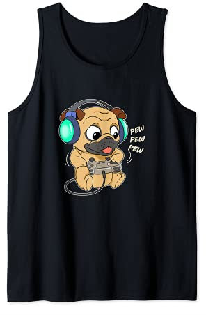 Niedlicher Gaming Mops Video Game Computer Videogame PC Hund Tank Top