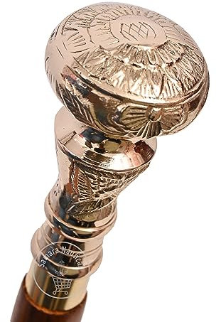 Samara Nautical Vintage Messinggriff viktorianisches Teleskop klappbar Holz Gehstock Gehstock in Gold und Braun mit Messingakzenten