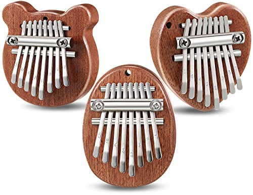 3er Pack Mini Daumenklavier mit 8 Tasten Mini Fingerklavier Tragbares Taschen Daumenklavier Niedliches Kalimba Oval Bären Herz Mini Fingerklavier für Kinder Erwachsene Instrument Zubehör
