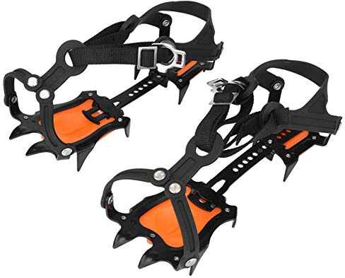 VGEBY Crampones de Hielo, Crampones de Nieve Deportes Al Aire Portátiles Pinza de Hielo Antideslizante de 10 Dientes