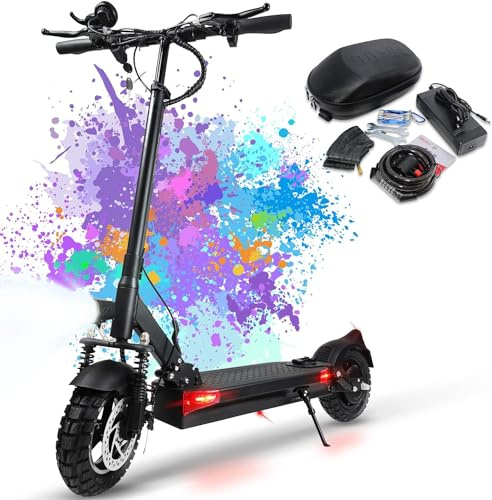 JOYOR Monopattino Elettrico Adulti, 500W Motore 55-75KM 48V 18AH, Carico 120kg, Doppi ammortizzatori e freni a disco anteriori e posteriori ，(azionati a chiave) con indicatori di direzione