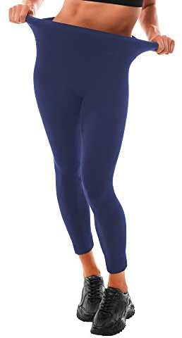 Leafigure Legging de Sport Femme Taille Haute, Bleu Marine Leggings Femme pour Sport et la Gym L-XL
