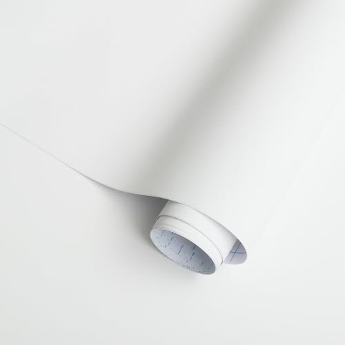 Timeet Selbstklebende Tapete Weiß Verdickt Klebefolie Weiß Seide Oberfläche Klebefolie Möbel Weiss 60x300cm Möbelfolie Selbstklebend wasserdichte Vinyl Folie für Schlafzimmer Wohnzimmer Wand