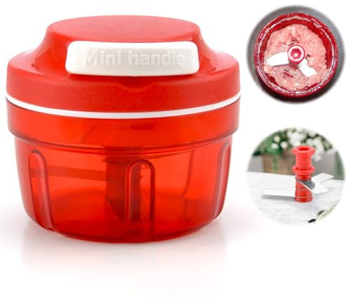 BRISKORE Zwiebelschneider Manuell Rot Zwiebel Zerkleinerer mit Seilzug Zwiebelhacker Küche Zwiebeln Schneider Onion Cutter Chopper Gemüseschneider Haushalt Gemüsehacker Shredder Fleischmixer