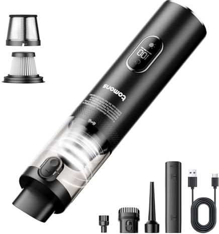 tomons Handstaubsauger, 14000PA Kabelloser Handstaubsauger mit LED-Licht, 3-in-1 Autostaubsauger mit HEPA-Multifiltration Autostaubsauger, Kleiner Staubsauger für Haus, Auto und Outdoor