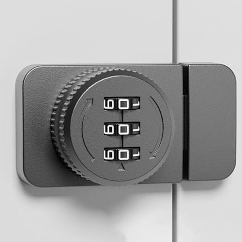 BBTISG Cerradura de Contraseña sin Llave para Instalación sin Taladrar, Cerradura de Código Mecánico de 3 Dígitos Cerradura de Puerta Digital con Botón Pulsador (Gris)