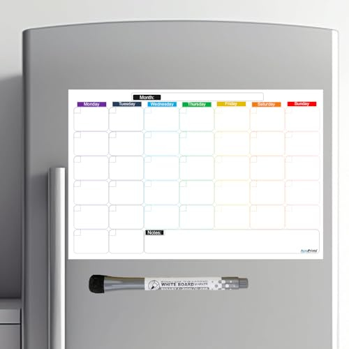 Accuprints månadsplanerare [45 x 30 cm] för kylskåp med markörer | whiteboardplaneringskalender för whiteboard
