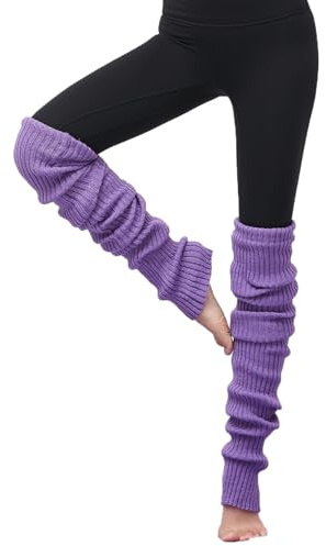 YAMEE Scaldamuscoli Donna per Formazione, Danza, Pilates, Yoga - Calze Lunghe Sopra Ginocchio Morbide e Flessibili - Scaldamuscoli a Maglia Lunga Calda per Coscia Alta - Per Ragazze e Donne