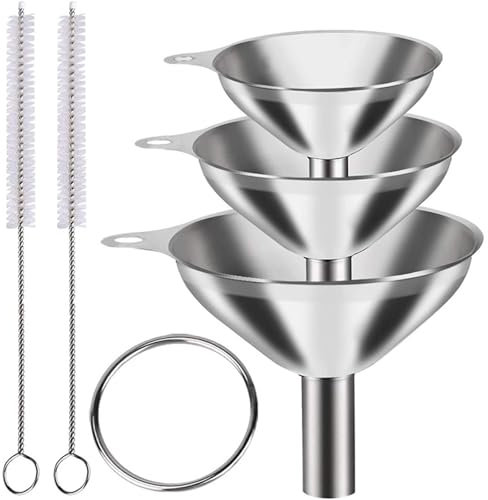 3pcs Stainless Steel Funnel Set - Versatile Small Funnels Kitchen for Liquids, Powders, & Grains, Bottles & Containers, Metal Funnels for Transferring Jam, Cooking Oils - Kitchen Essential Funnel Set
