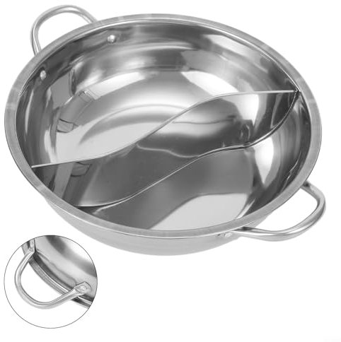 Pentola in acciaio inox con divisore, doppia pentola a due facce con divisori, per casa, cucina, zuppa a due lati, per casa e ristorante (28 cm)