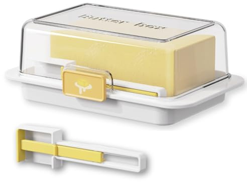 Pursufect Butterdose - Butter Box & Butter Dish mit Messlöffel - Luftdichter Butterbehälter für frische Butter - BPA-Frei, transparente Butterglocke & Butterschale - Ideal für Küche und Kühlschrank