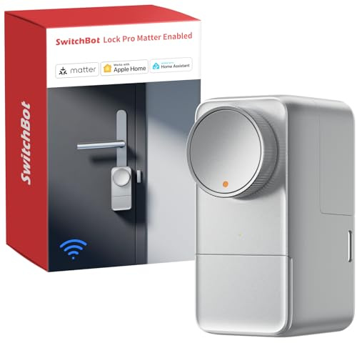 SwitchBot Serratura Intelligente WiFi Pro con Batteria Ricaricabile, Matter Over WiFi, Serratura Elettronica, Installazione Rapida su Serrature Esistenti, Compatibile con Apple Home, Alexa, Google