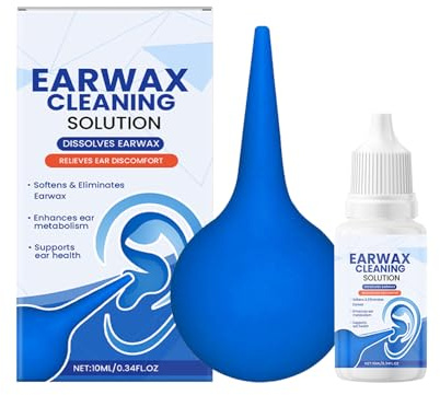 Pxcewdcx Earwax Removal Drops,Ear Wax Remover Kit with Bulb Syringe - Softener for Buzzing Hearing Hardened Itchy Tinnitus Daily Travel Office Home Seniors Adults Men Women Swimmers