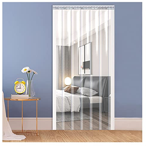 Cortina de tiras de PVC impermeable de vinilo con aislamiento térmico para pérgola y jardín, tamaño personalizable (1,9 mm, 1,95 x 2,2 m, 2 x 2,2 m)