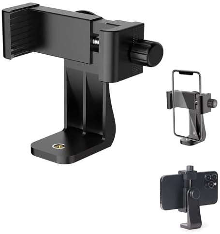 Adaptador de Trípode para Teléfono con Rotación 360°/180° - Soporte Universal con Abrazadera Ajustable y Tornillo 1/4, para Selfies, Live Streaming y Videollamadas