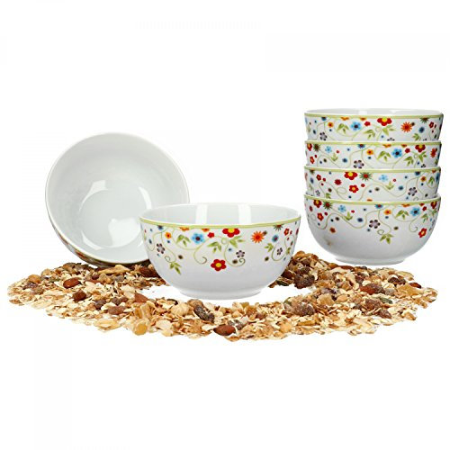 Van Well Lot de 6 bols à céréales, Salade Série Vario Porcelaine – Couleur au choix Motif fleurs