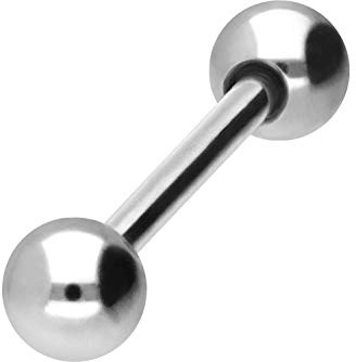 PIERCINGLINE Barra de acero quirúrgico | 2 bolas | Piercing varilla pecho oído íntimo lengua | tamaños y colores a elegir, Lunghezza 8 mm, Sfera 3 mm, Acero quirúrgico 316L
