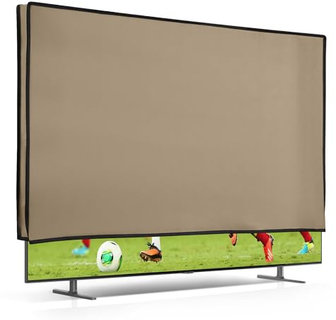 kwmobile Indoor 55 TV Cover – Television Dust Cover Screen Protector – TV Screen Dust Protection – Synthetic Fabric Beige