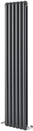 Edworth Vertical Radiator Curved Panel Double Column Central Heating Living Room Hallway Bathroom Kitchen Radiator 1800mm x 380mm - Grey