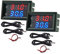 2 unidades de medición de 4 ~ 30 V, fuente de alimentación directa, color rojo y azul, termómetro digital de doble pantalla con sensor de temperatura de metal resistente al agua