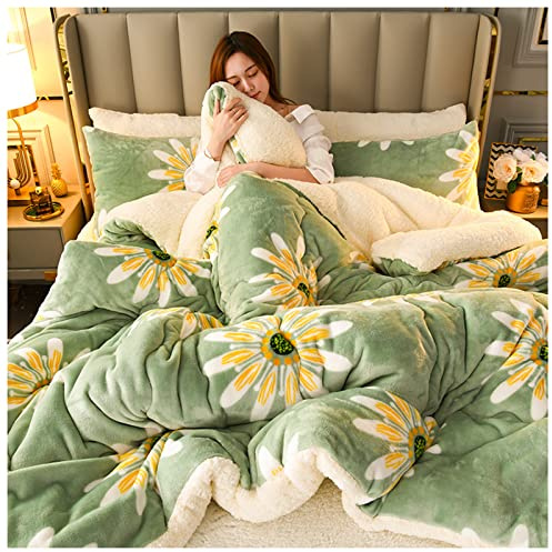 NNSMUN Edredón de Invierno, Edredón Algodón Invierno -Terciopelo de Cordero de Grueso Cálido Edredón de Invierno, Edredón Invierno Cama Doble En Invierno (Verde,150x200cm(2.5kg))